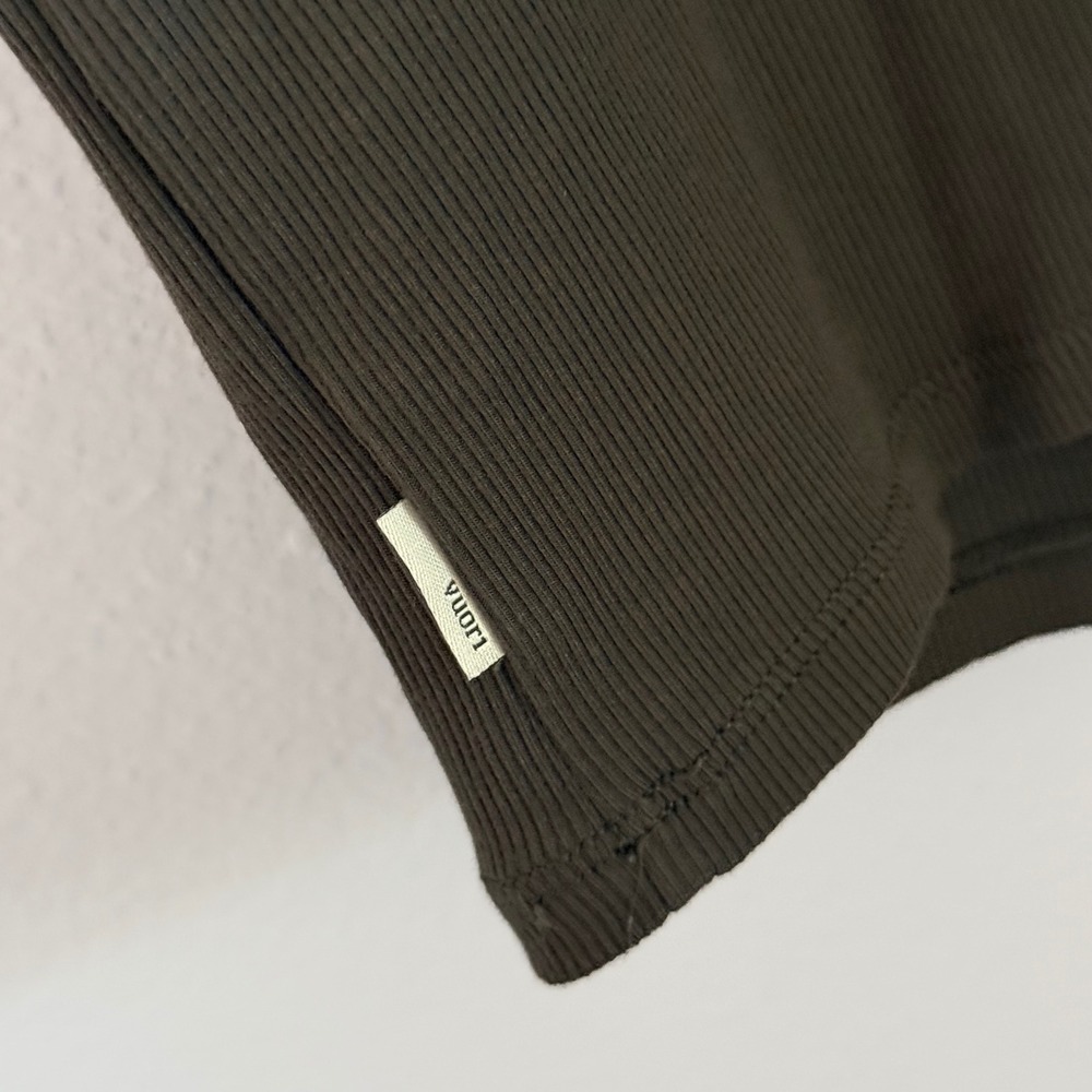 Vuori Ribbed Pose Square Neck Scoop Back Short Sleeve Top Dark Oregano - Large - Picture 2 of 5